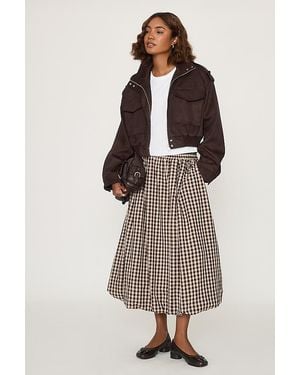 By Anthropologie Gingham Bubble Hem Midi Skirt - Multicolour