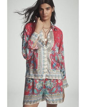 Maeve Long-Sleeve Scarf Blouse - Pink