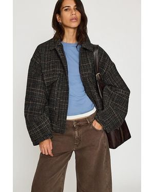 By Anthropologie Textured Boucle Bomber Jacket - Black