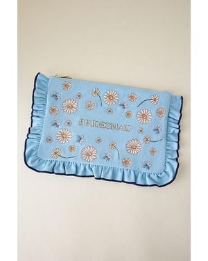 Elizabeth Scarlett Bridesmaid Embroidered Pouch - Blue