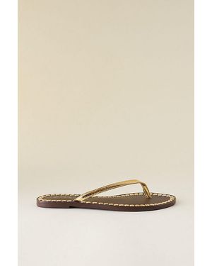 Vicenza Studded Leather Flip Flops - Natural