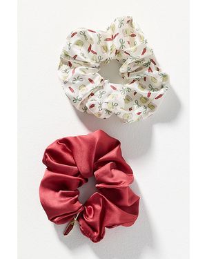 Frasier Sterling Charmed Scrunchies, Set Of 2 - Red