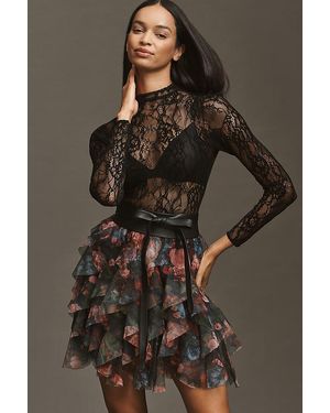 By Anthropologie The Chéri Ruffled Tulle Mini Skirt - Brown