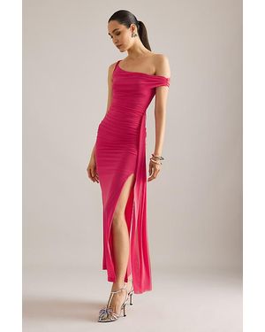Bardot Layana Asymmetric Mesh Maxi Dress - Pink