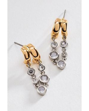 Anthropologie Mixed Metal Bezel Drop Earrings - White