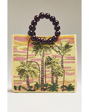 By Anthropologie Wood Bead Bracelet Beaded Bag - Metallic