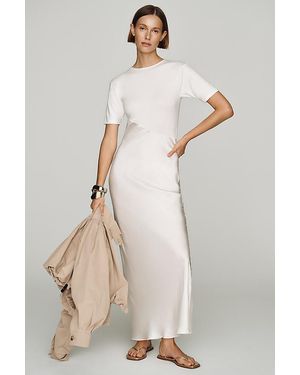 SWF Asymmetric Satin Maxi Slip Dress - Natural