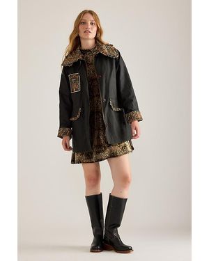 BARBOUR X FARM RIO Maria Clara Waxed Jacket - Black