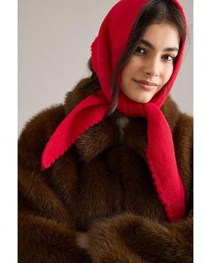 Anthropologie Small Scallop Triangle Scarf - Red