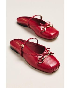 Maeve Horsebit Mule Ballet Flats - Red