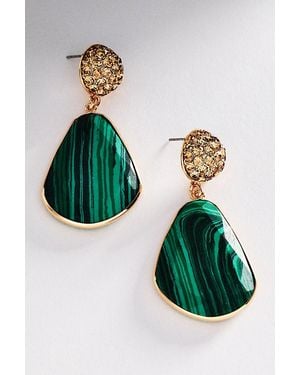 By Anthropologie Stone Drop Earrings - Green