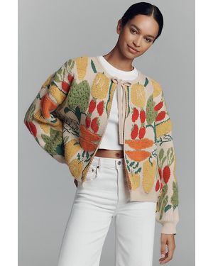 Maeve Veggie-Embellished Cardigan - Grey