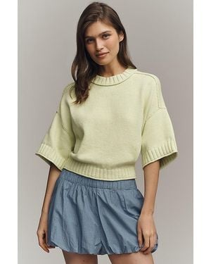 By Anthropologie The Goldie Cotton Crew Neck Jumper - Natural