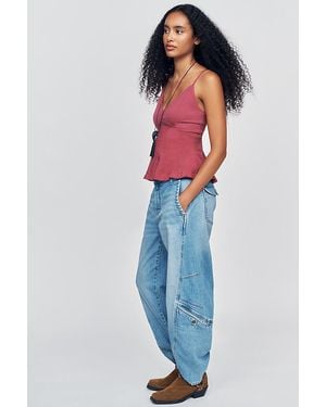Pilcro Kaye Mid-Rise Tapered-Leg Jeans - Blue