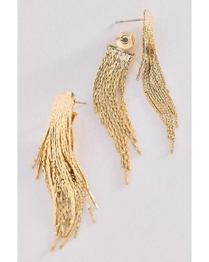 By Anthropologie Metal Fringe Drop Earrings - Natural