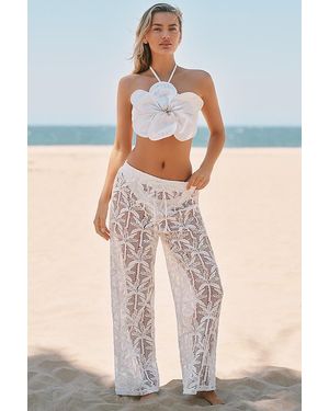 BLITHE Sheer Cutout Lace Trousers - White