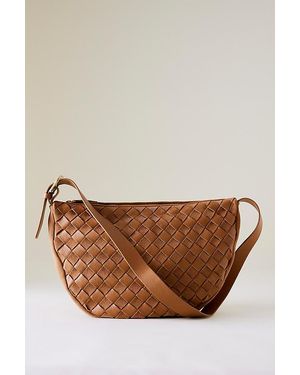 Anthropologie Check Leather Crossbody Bag - Brown