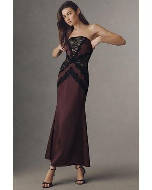 Mare Mare Lace Satin Strapless Maxi Dress - Black