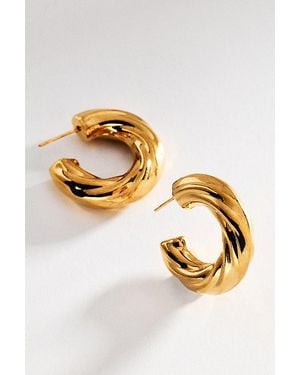 Anthropologie Textured Hoop Stud Earrings - Metallic