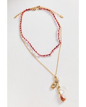 By Anthropologie Threaded Layered Necklaces, Set Of 2 - White