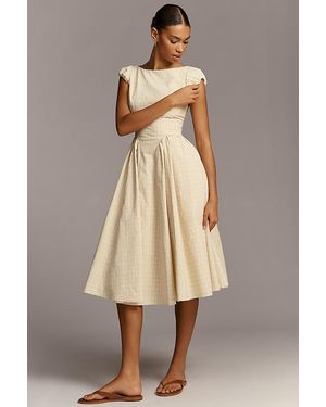 Astr Emalee Basque-Waist Midi Dress - Natural