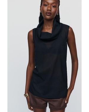 By Anthropologie Wool Cowl-Neck Tank Top - Blue