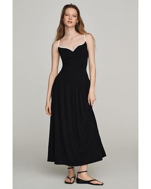 By Anthropologie Drop-Waist Midi Dress - Black