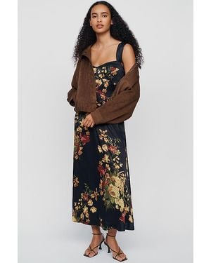 Maeve Sleeveless Seamed Midi Slip Dress - Black