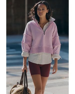 Daily Practice by Anthropologie Mock-Neck Half-Zip Pullover - Purple