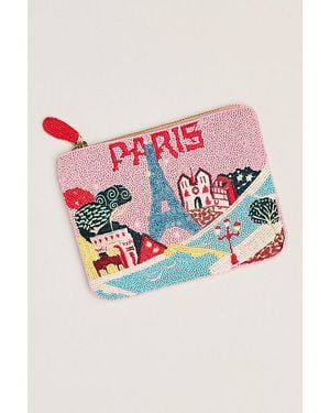 By Anthropologie Daniella Manini Beaded City Pouch - Pink