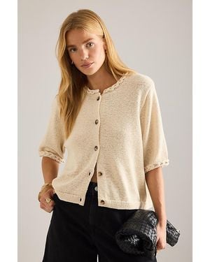 SELECTED Alma Braided Trim Cardigan - Natural