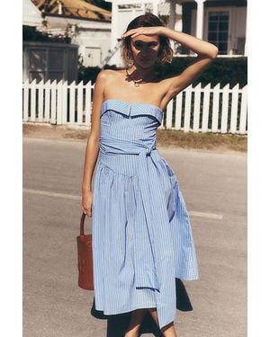 Mare Mare Strapless Shirting Midi Dress - Blue
