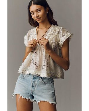 By Anthropologie Smocked Yoke Blouse - Brown