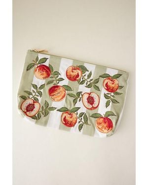 Elizabeth Scarlett X Anthropologie Stripe Peach Pouch - Green