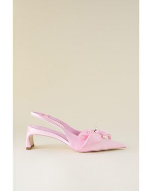 JW PEI Queena Floral Applique Slingback Heels - Pink