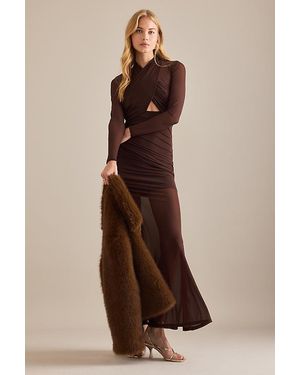 Bardot Veria Wrap Maxi Dress - Brown