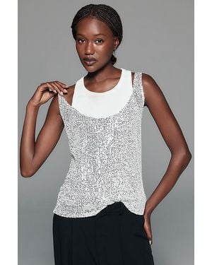 Pilcro Sequin Layered Tank Top - Grey