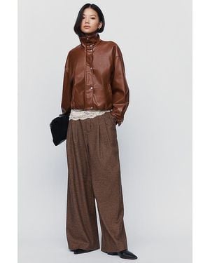 Maeve The Avery Wide-Leg Pleated Trousers By - Brown