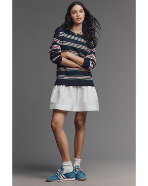 Maeve Twofer Long-Sleeve Drop-Waist Mini Dress - Grey