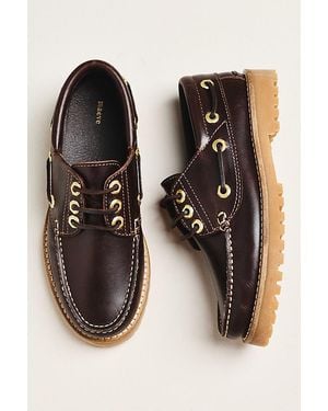 Maeve Lug Sole Boat Shoes - Black