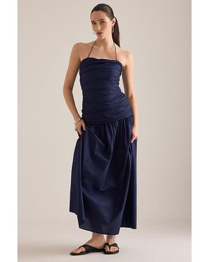 Faithfull the Brand Notte Ruched Drop-Waist Maxi Dress - Blue