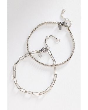 Anthropologie Water-Resistant Tennis Bracelets, Set Of 2 - Metallic