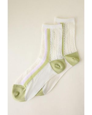 Anthropologie Delicate Pointelle Trouser Socks - Natural