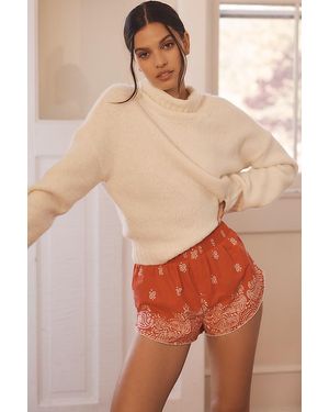 By Anthropologie Printed Cotton Pyjama Boxer Shorts - Red