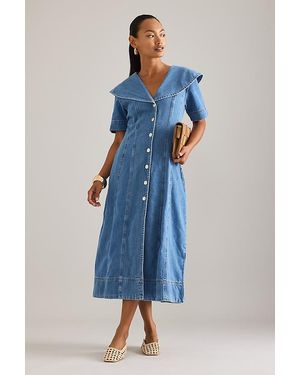 ALIGNE Sparrow Button-Front Denim Midi Dress - Blue