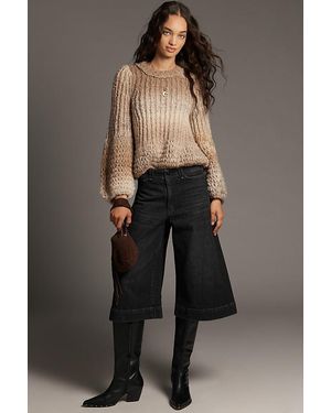 Pilcro High-Rise Wide-Leg Crop Culotte Jeans - Black