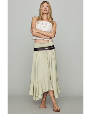 By Anthropologie Smocked-Waist Asymmetrical Skirt - Natural