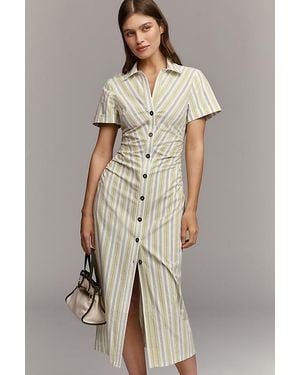 Pilcro Cotton Stretch Midi Shirt Dress - Natural