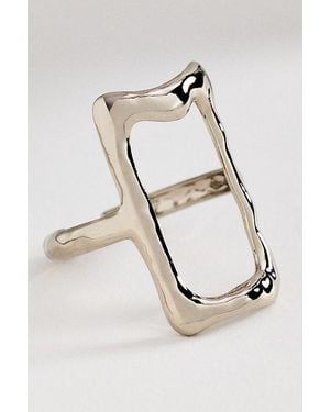 By Anthropologie Open Rectangle Adjustable Ring - White