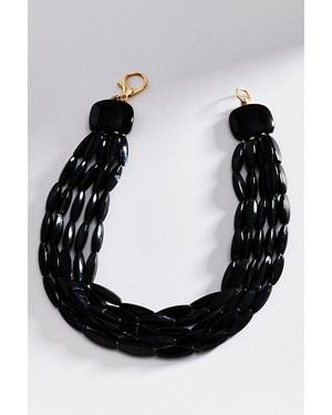 By Anthropologie Chunky Layered Resin Beaded Necklace - Black